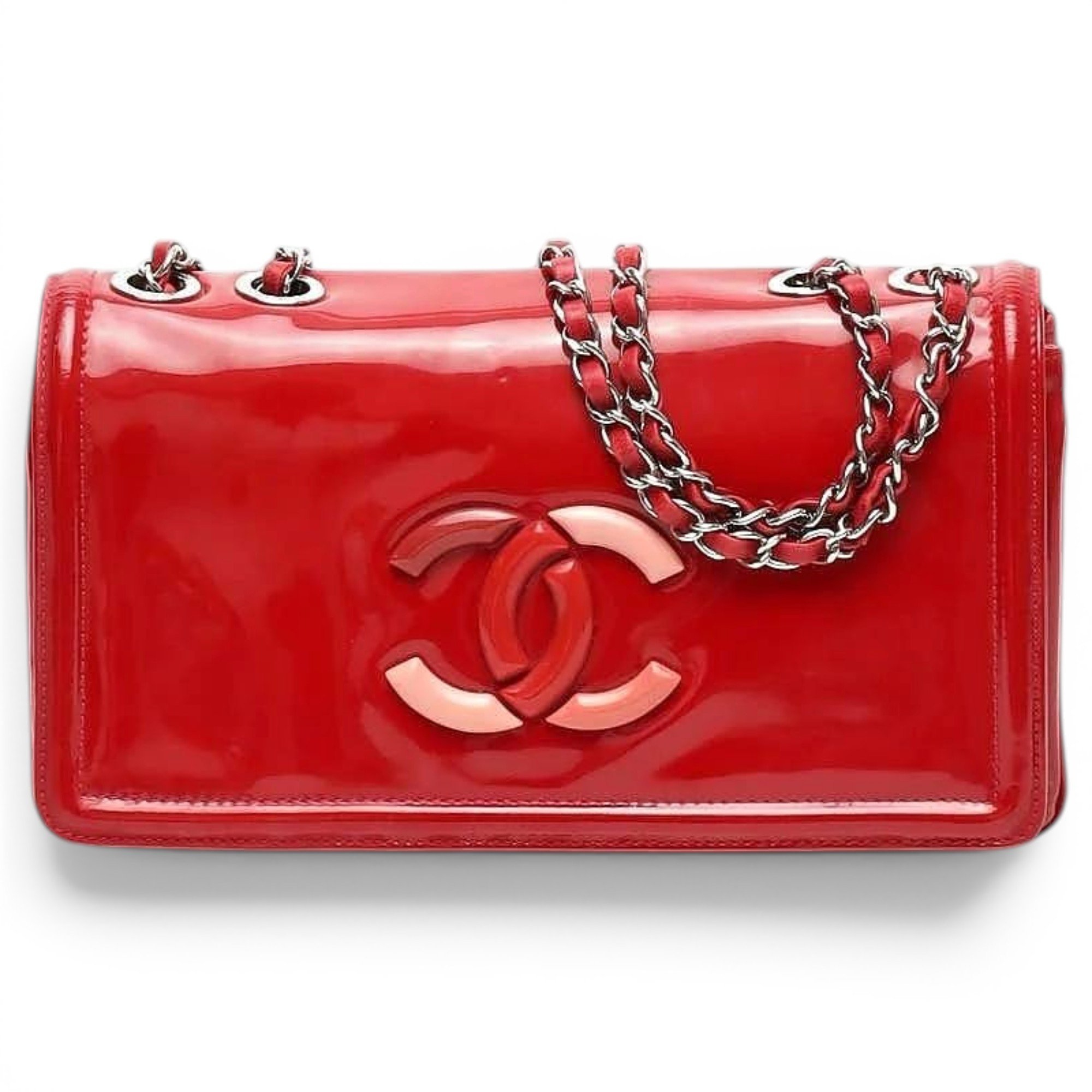 Trendy CC patent leather handbag