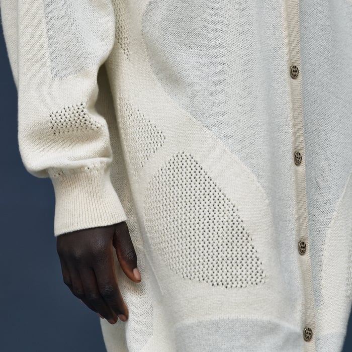Blanc Naturel Long Cashmere Cardigan
