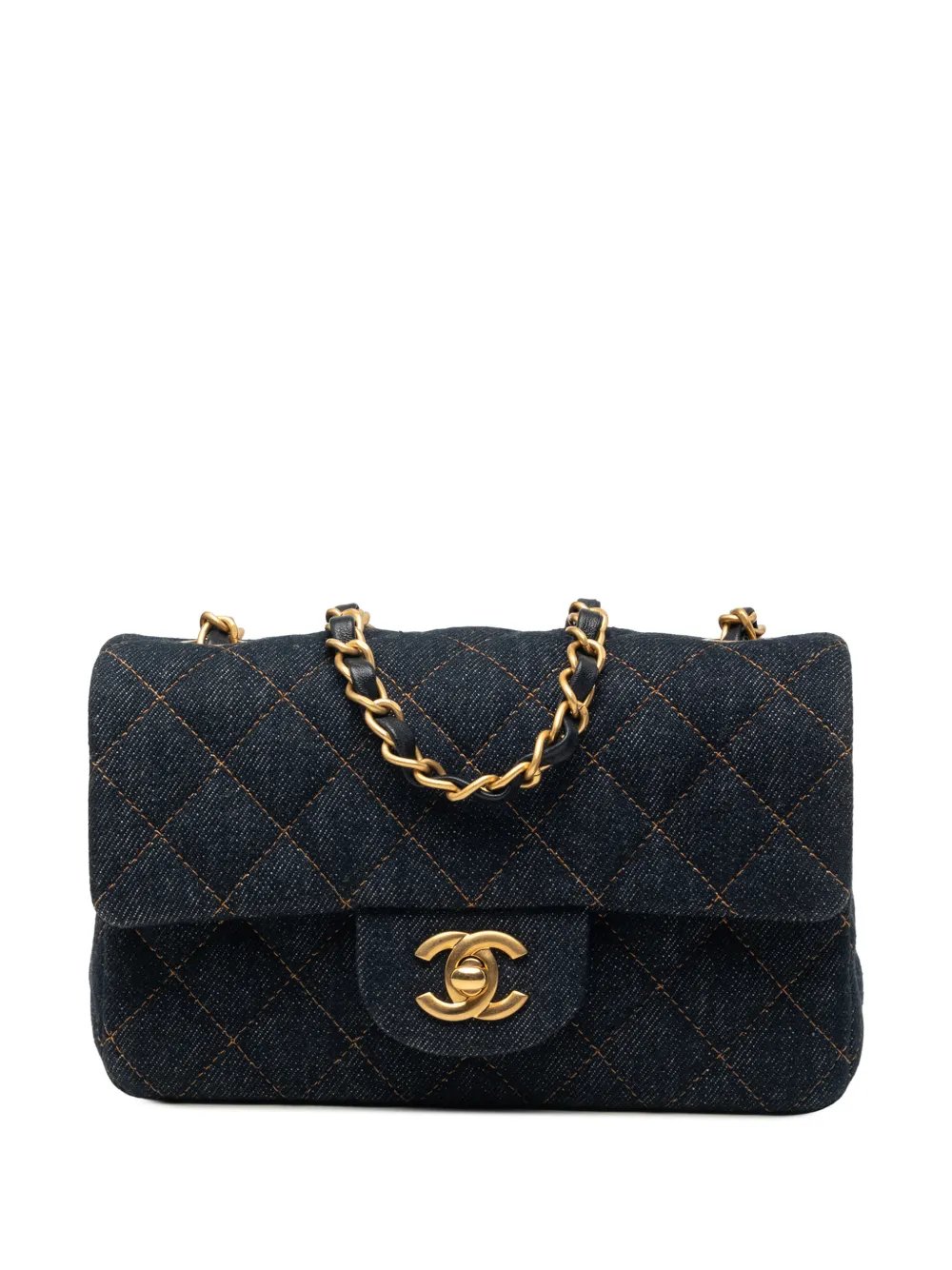 2021-2026 Mini Rectangular Quilted Denim Flap crossbody bag