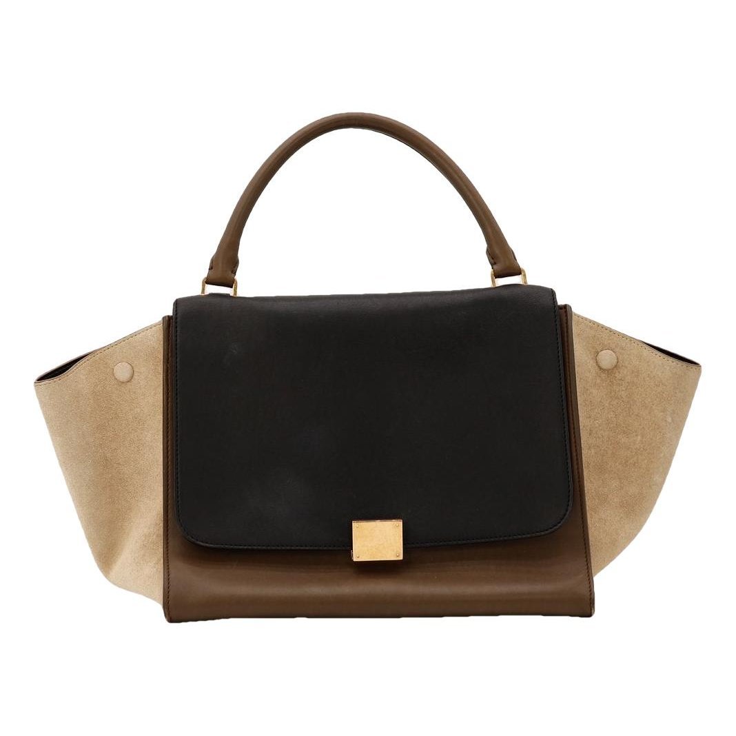 Trapèze leather handbag
