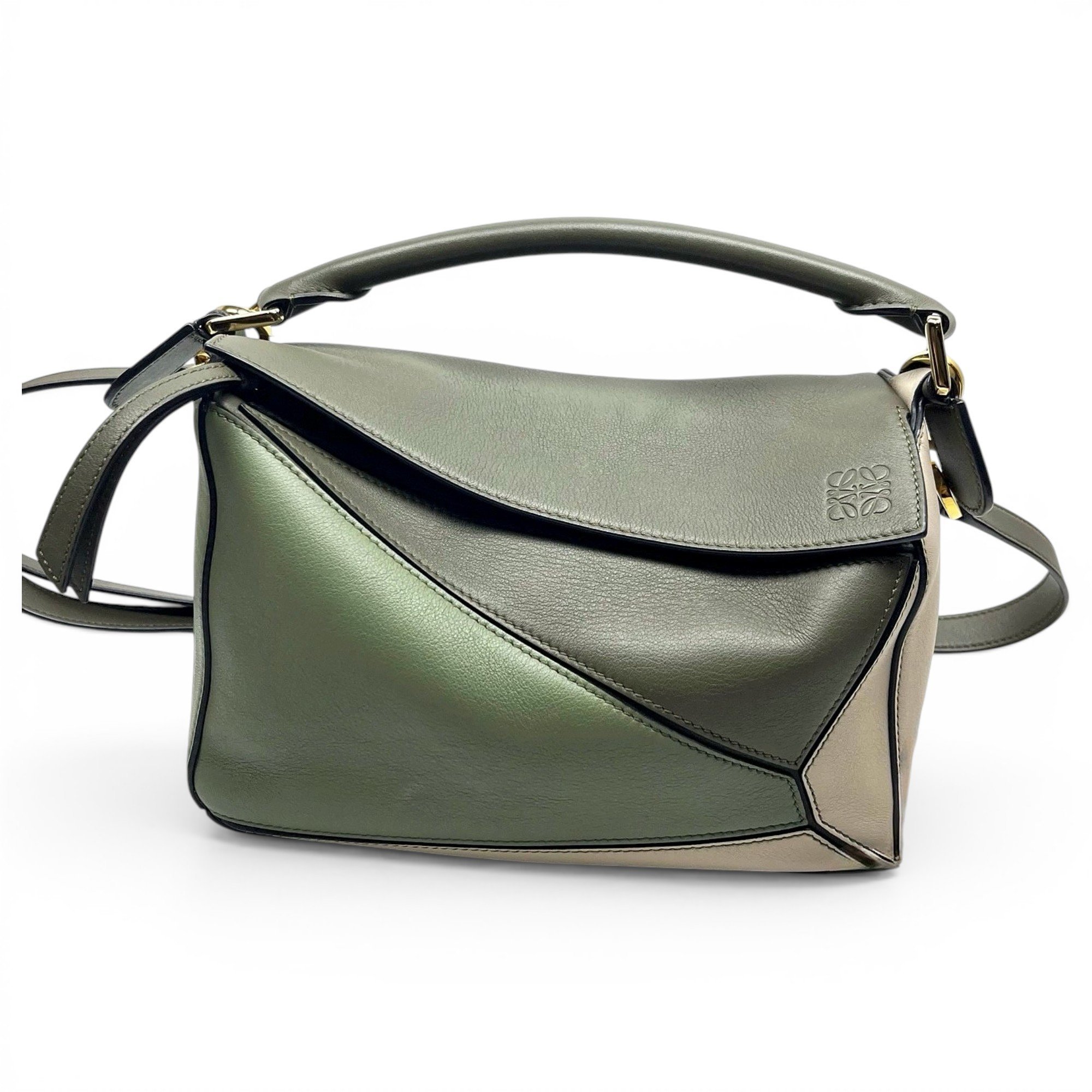 Puzzle leather handbag