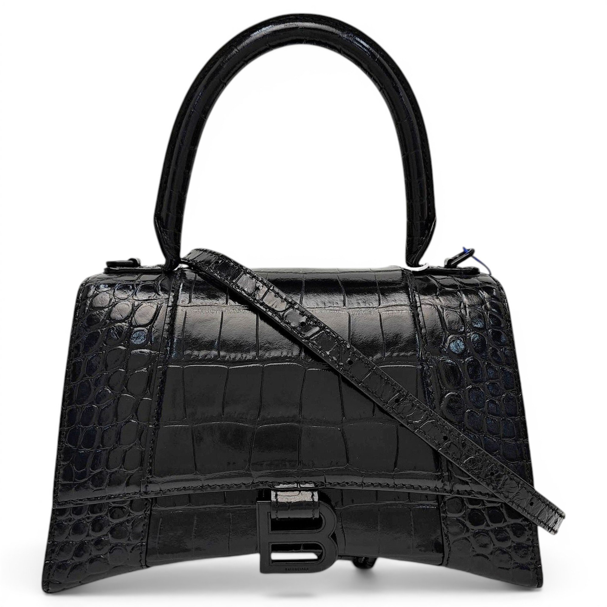 Hourglass leather handbag
