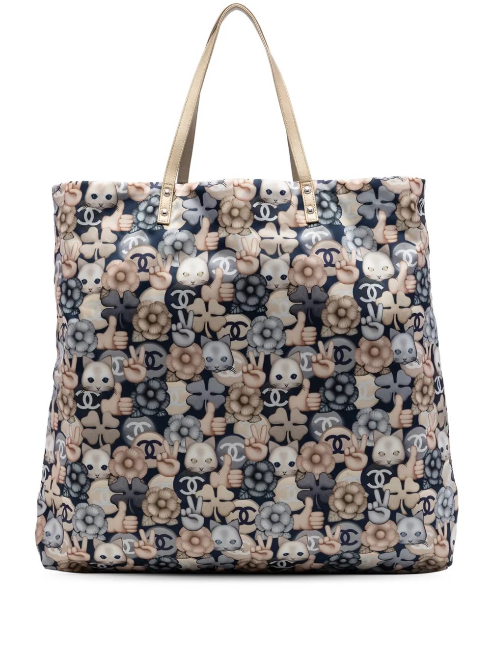 2016-2017 Large Nylon Cat Emoticon Shopping tote bag