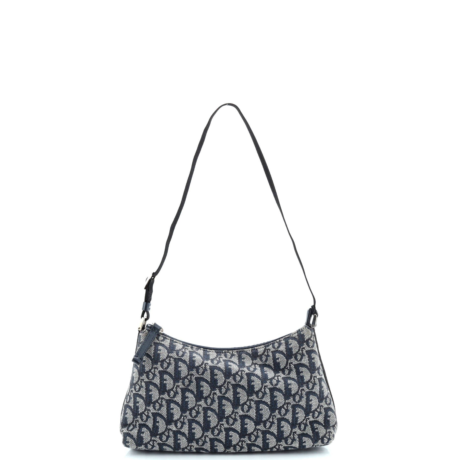 Dior Vintage Trotter Pochette Shoulder Bag Diorissimo Canvas Small