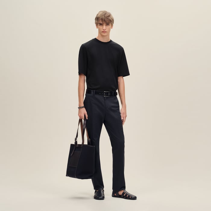 Noir "H'Cheval" T-shirt With Leather Detail