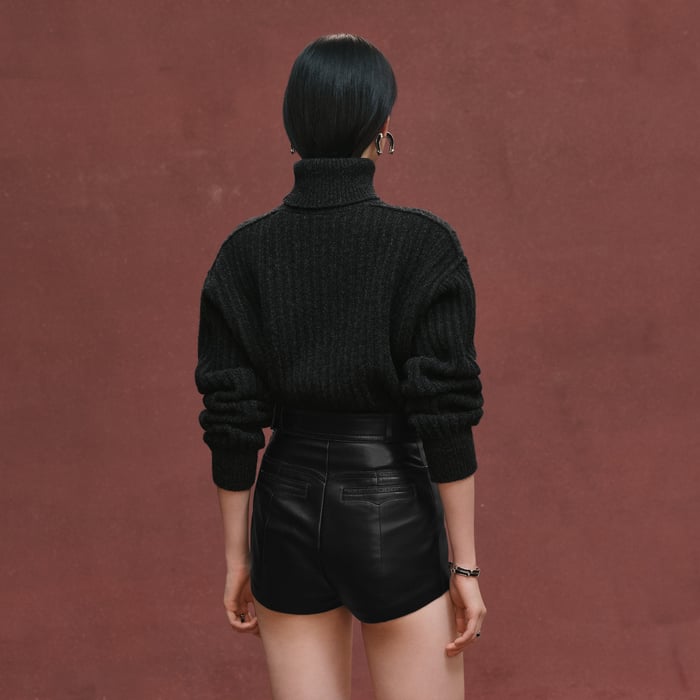 Noir Shorts With Perforated Details