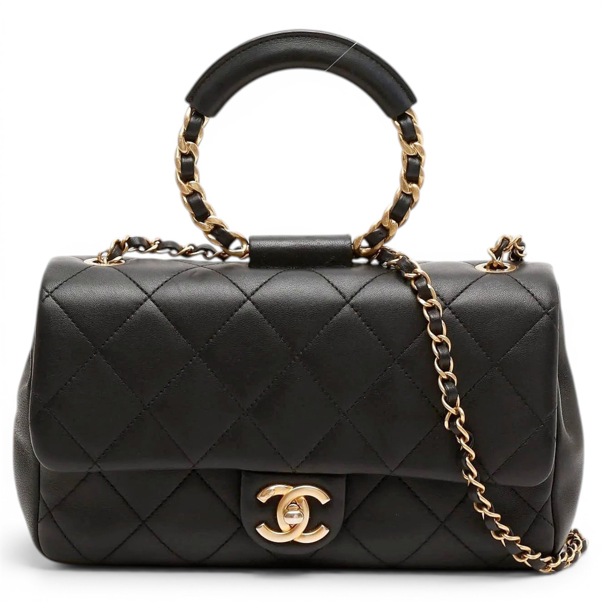 Trendy CC Top Handle leather handbag