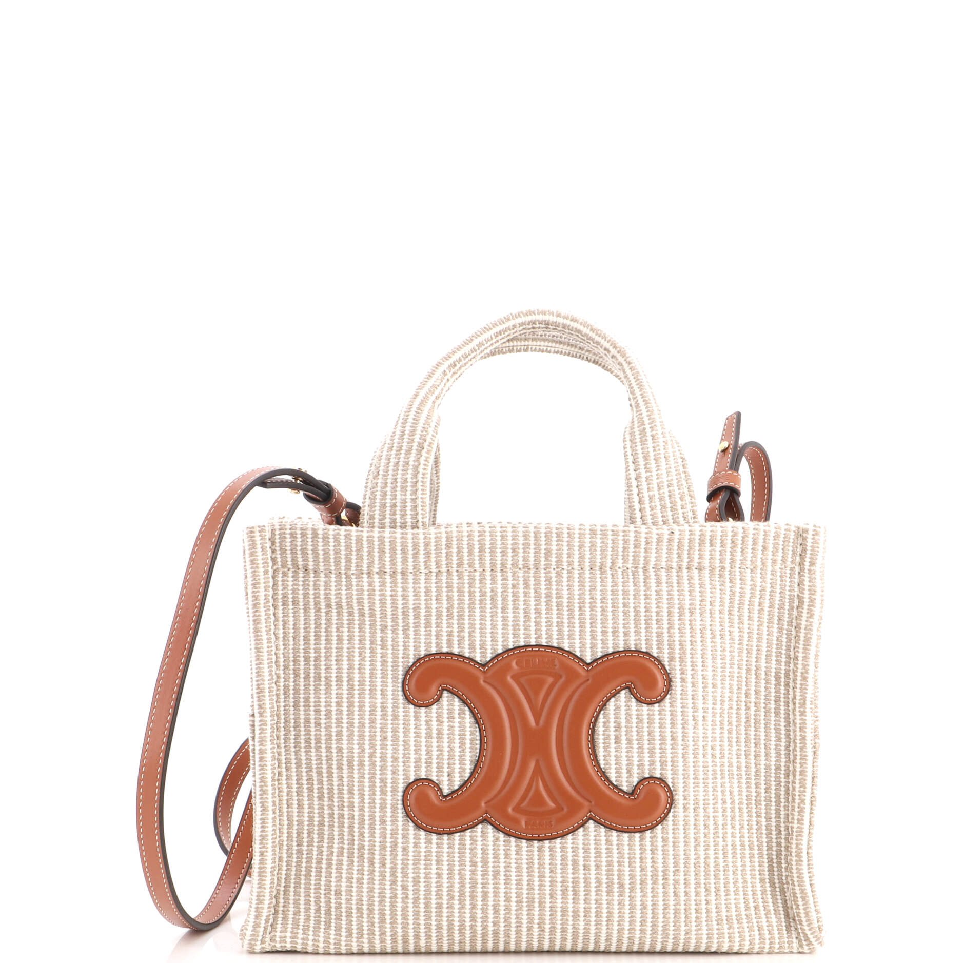 Cabas Thais Tote Triomphe Striped Canvas Small