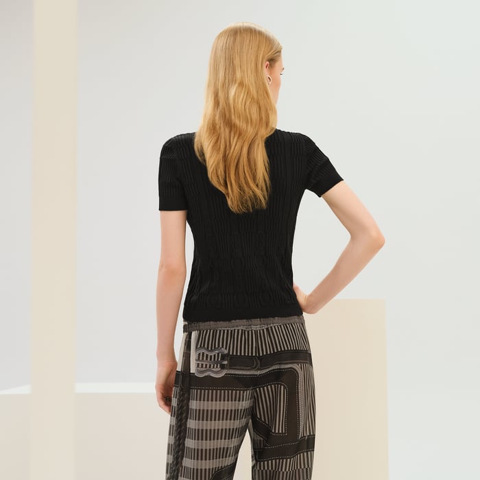 Noir "Coaching" Short-sleeve Sweater