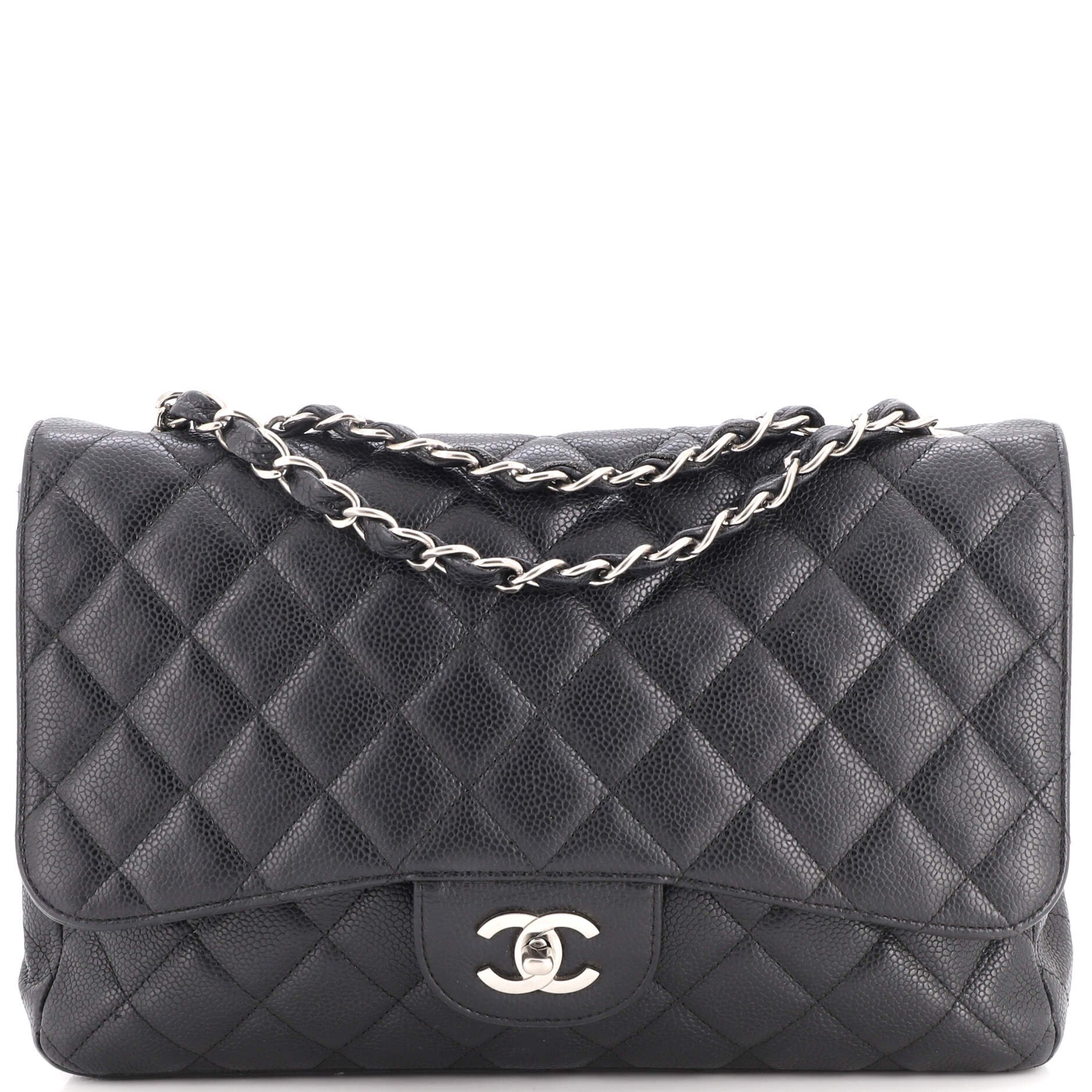 Classic Single Flap Bag Quilted Caviar Jumbo