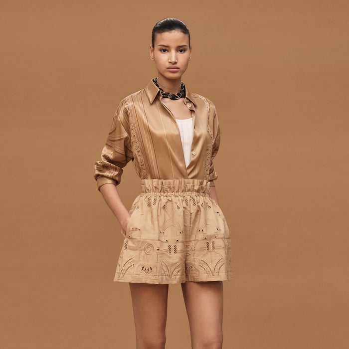Beige Zénith Shorts With Embroidered Pouch