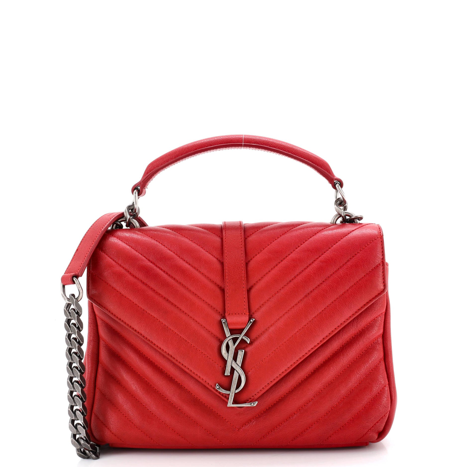Classic Monogram College Bag Matelasse Chevron Leather Medium