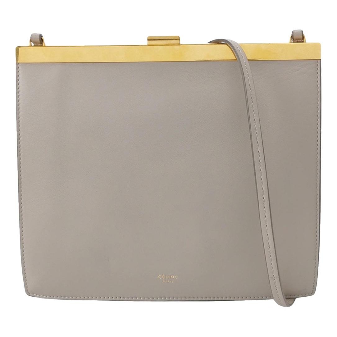 Clasp leather handbag