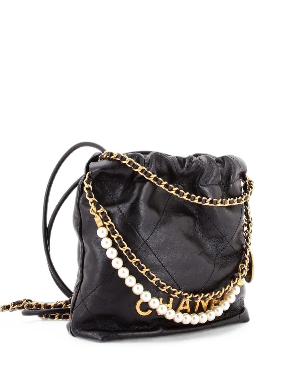 22 Chain Hobo Quilted Calfskin with Pearl Chain Mini crossbody bag