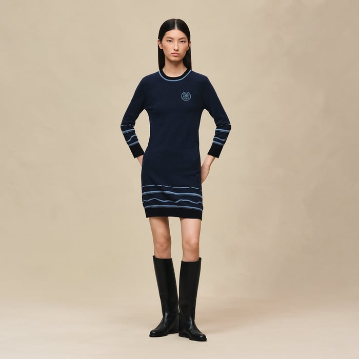 Bleu Lagune "Ex-libris" 3/4-sleeve Dress