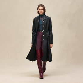 Equestrian leather coat