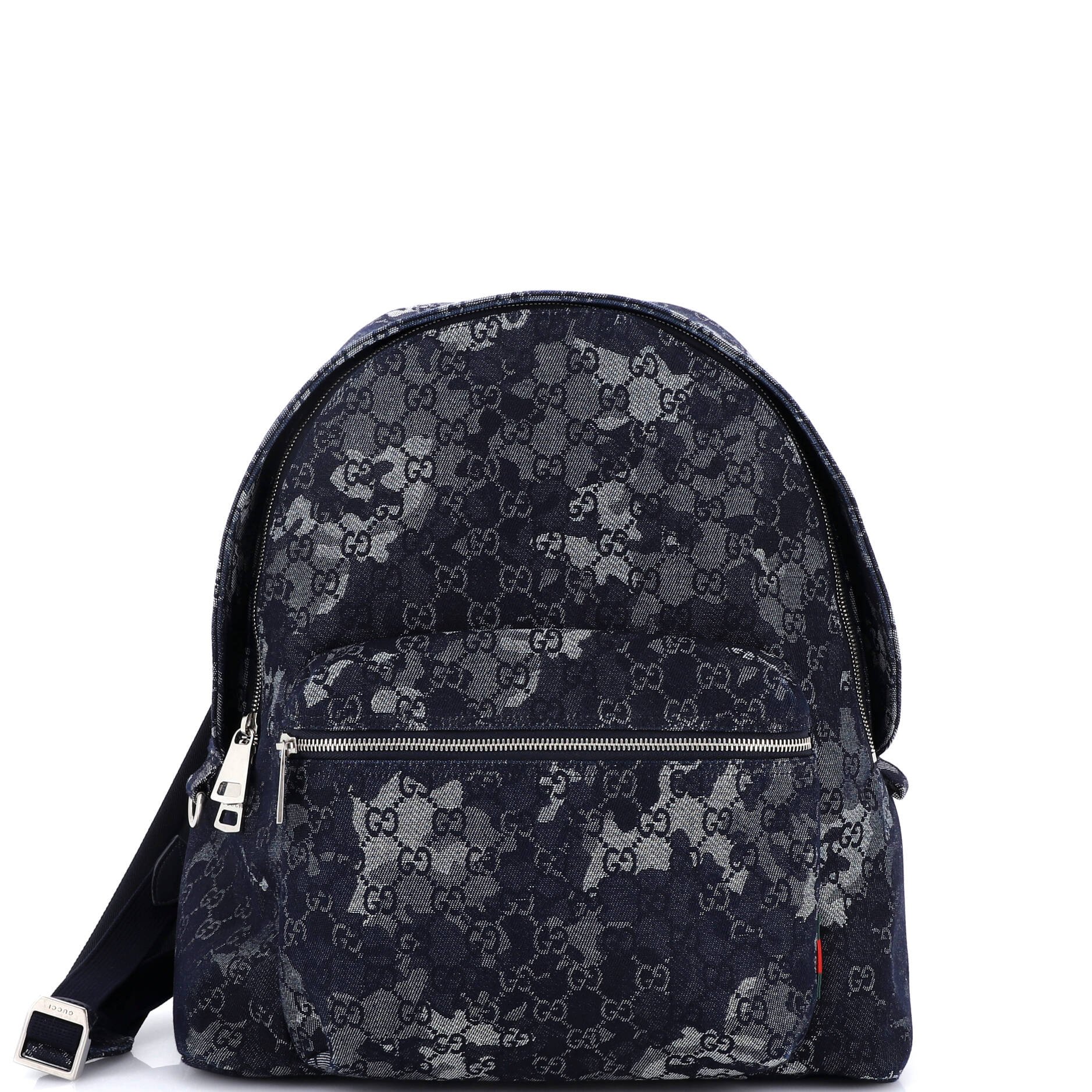 Zip Front Pocket Backpack Camouflage GG Denim