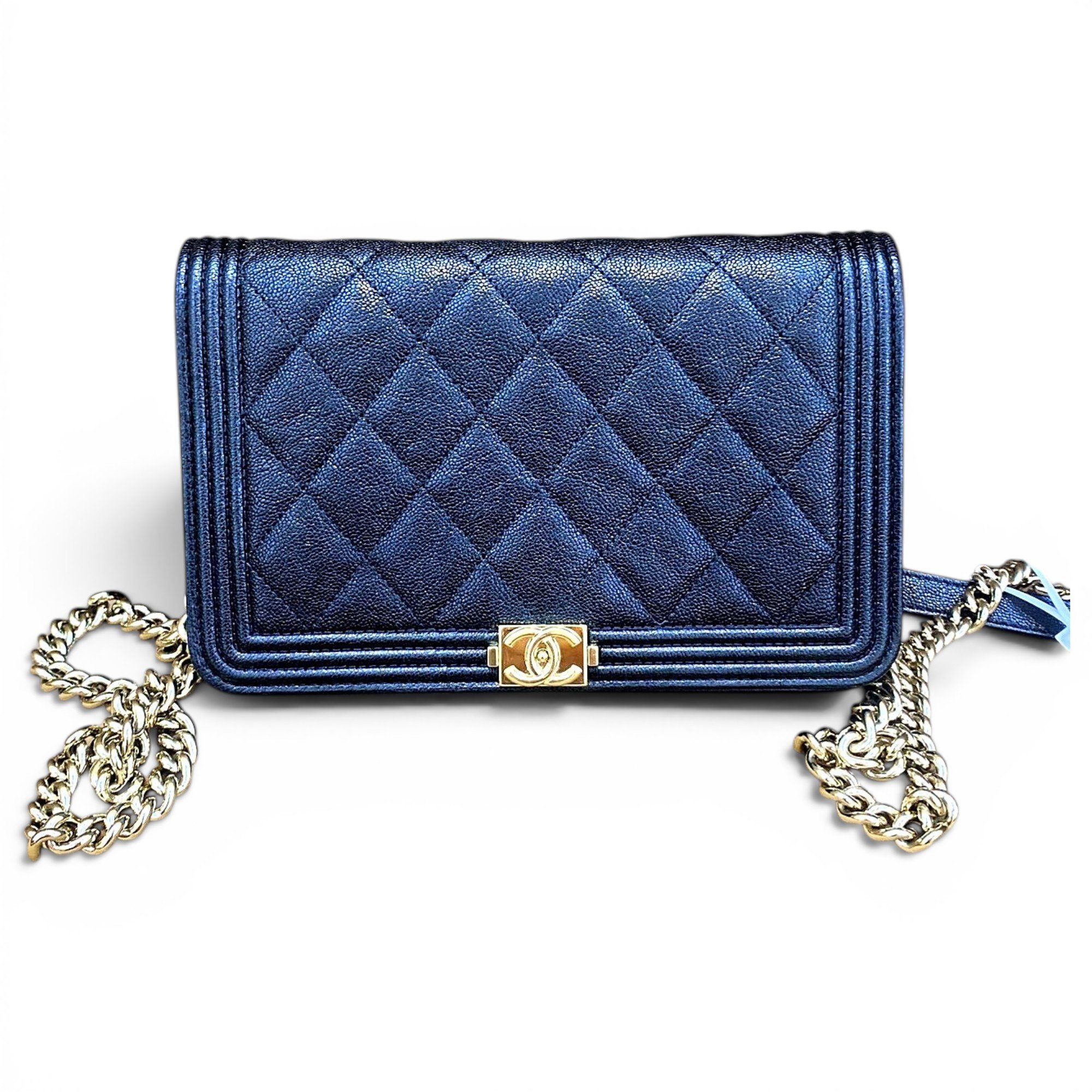 Wallet On Chain Boy Half Flap leather handbag