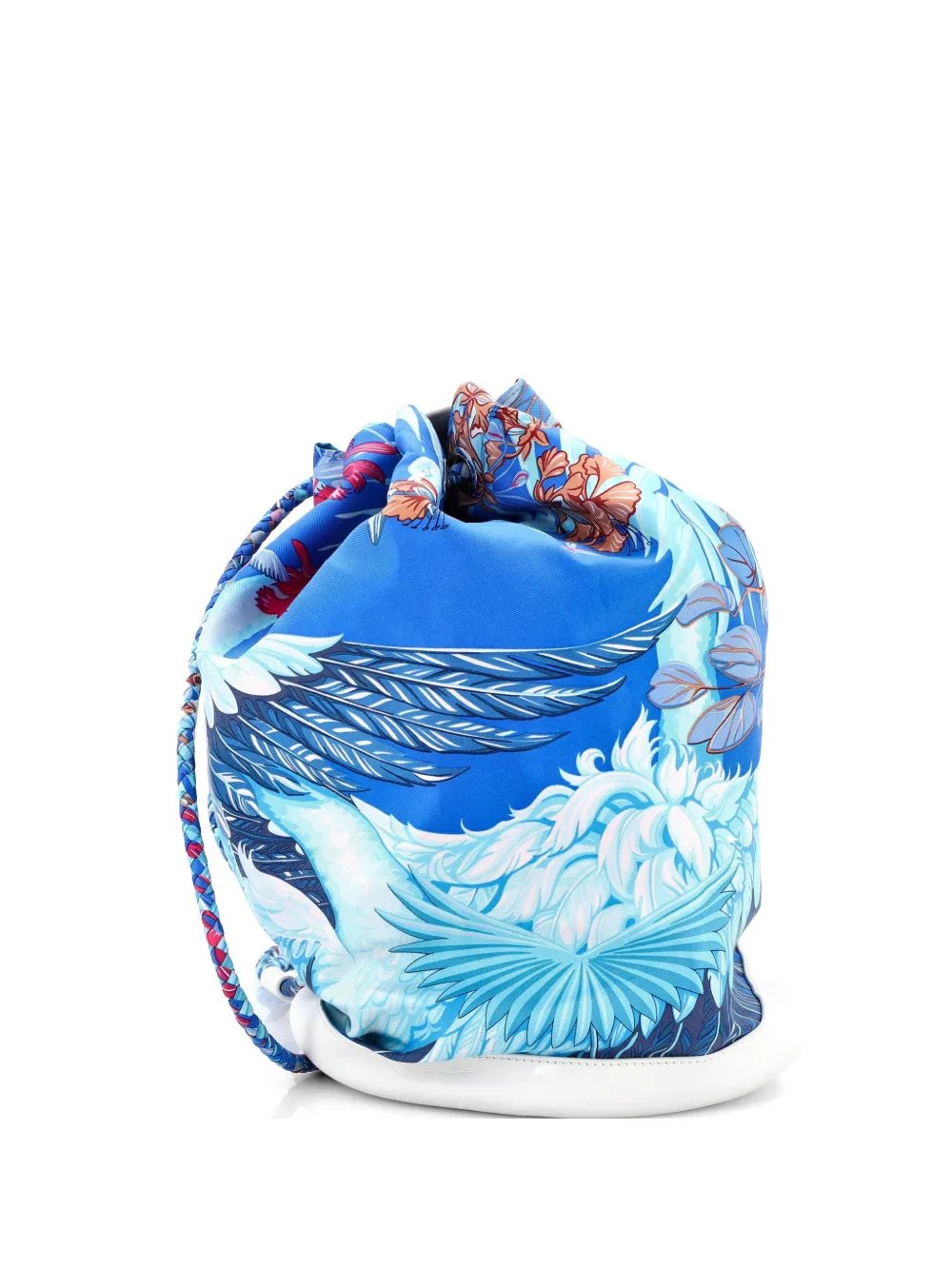 Soie Cool Handbag Printed Silk and Calfskin Medium bucket bag