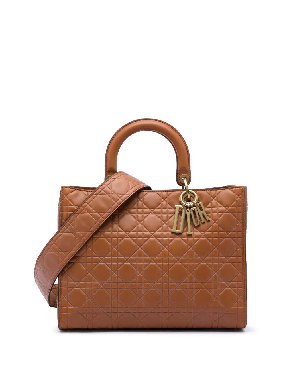 2017 Large Ultra Matte Calfskin Cannage Embossed Lady Dior satchel