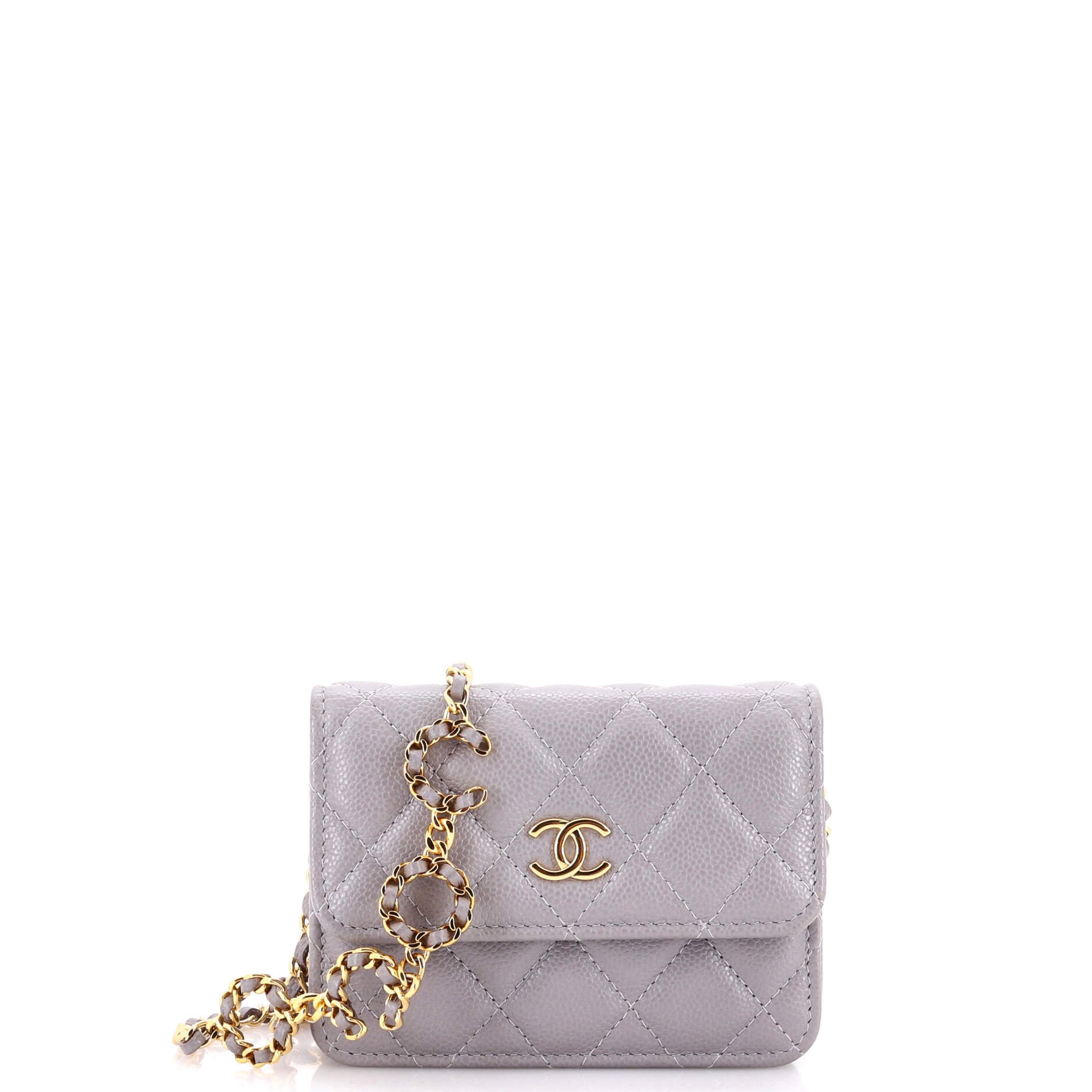 Miss Coco Strap Flap Clutch with Chain Quilted Caviar Mini