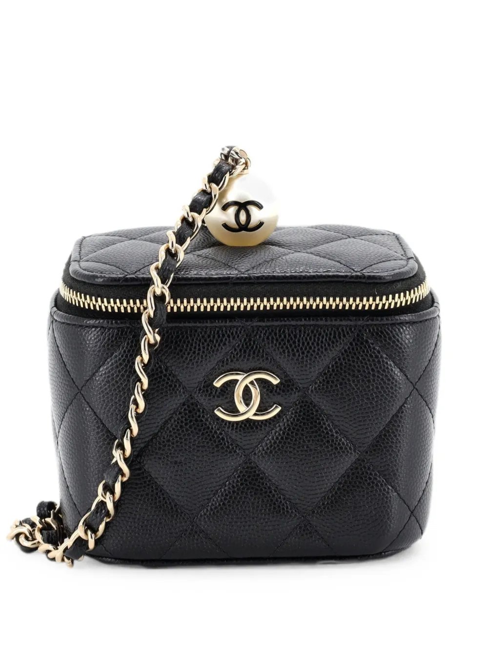 Classic Pearl Vanity Case with Chain Quilted Caviar Mini clutch bag