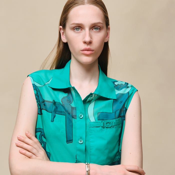 Vert Tourmaline "Ferronnerie Remix" Sleeveless Beach Shirt