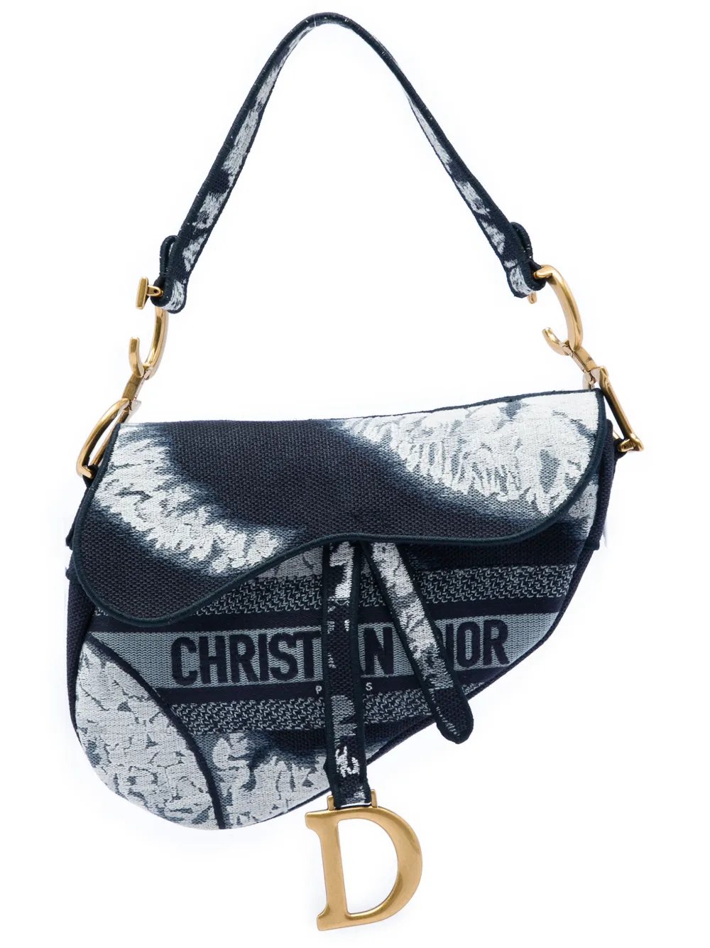 Dior 2020 Canvas Embroidered Tie Dye Saddle Bag shoulder bag