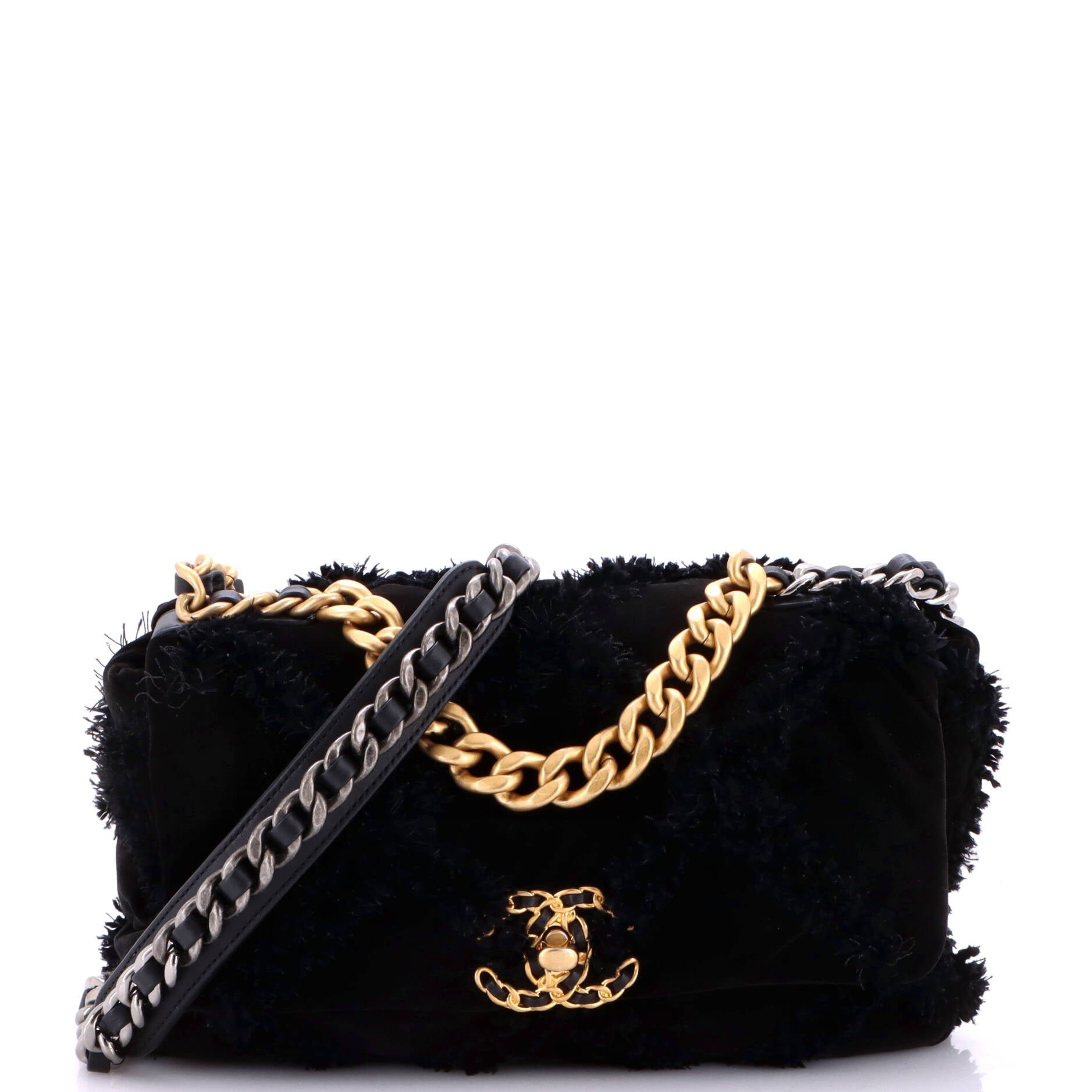 19 Flap Bag Quilted Velvet Medium