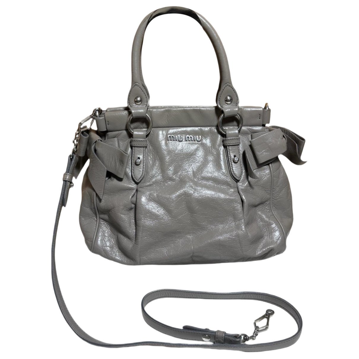 Bow bag leather handbag