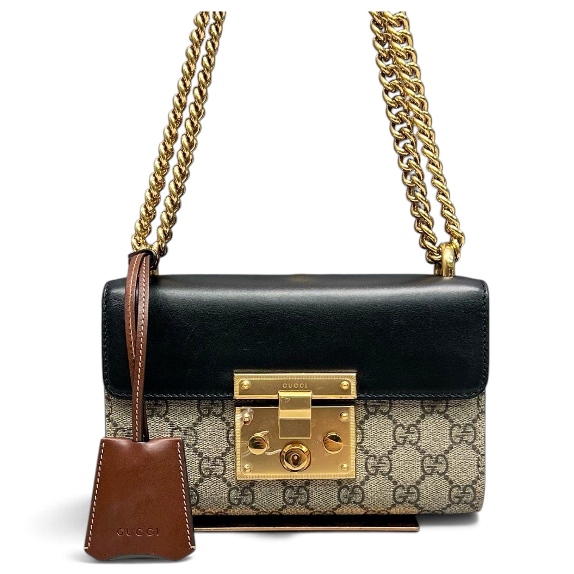 Padlock leather handbag