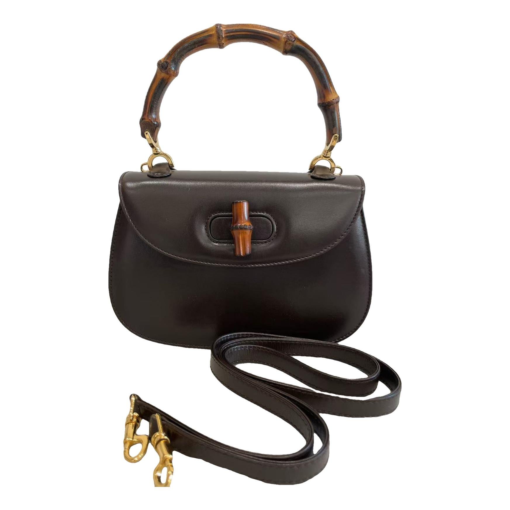 Convertible Bamboo Top Handle leather handbag