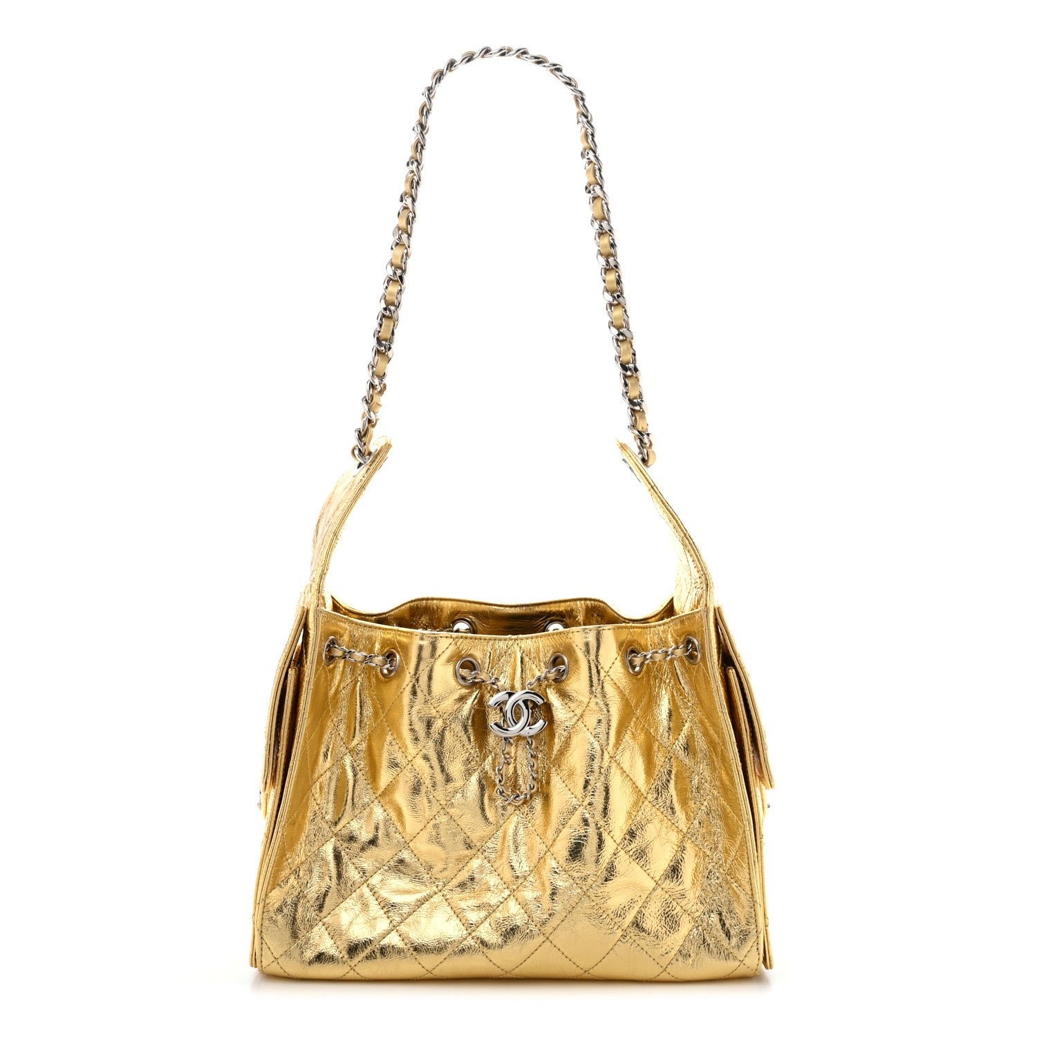Chanel Metallic Aged Calfskin Quilted Small Chanel 25 Handbag Gold