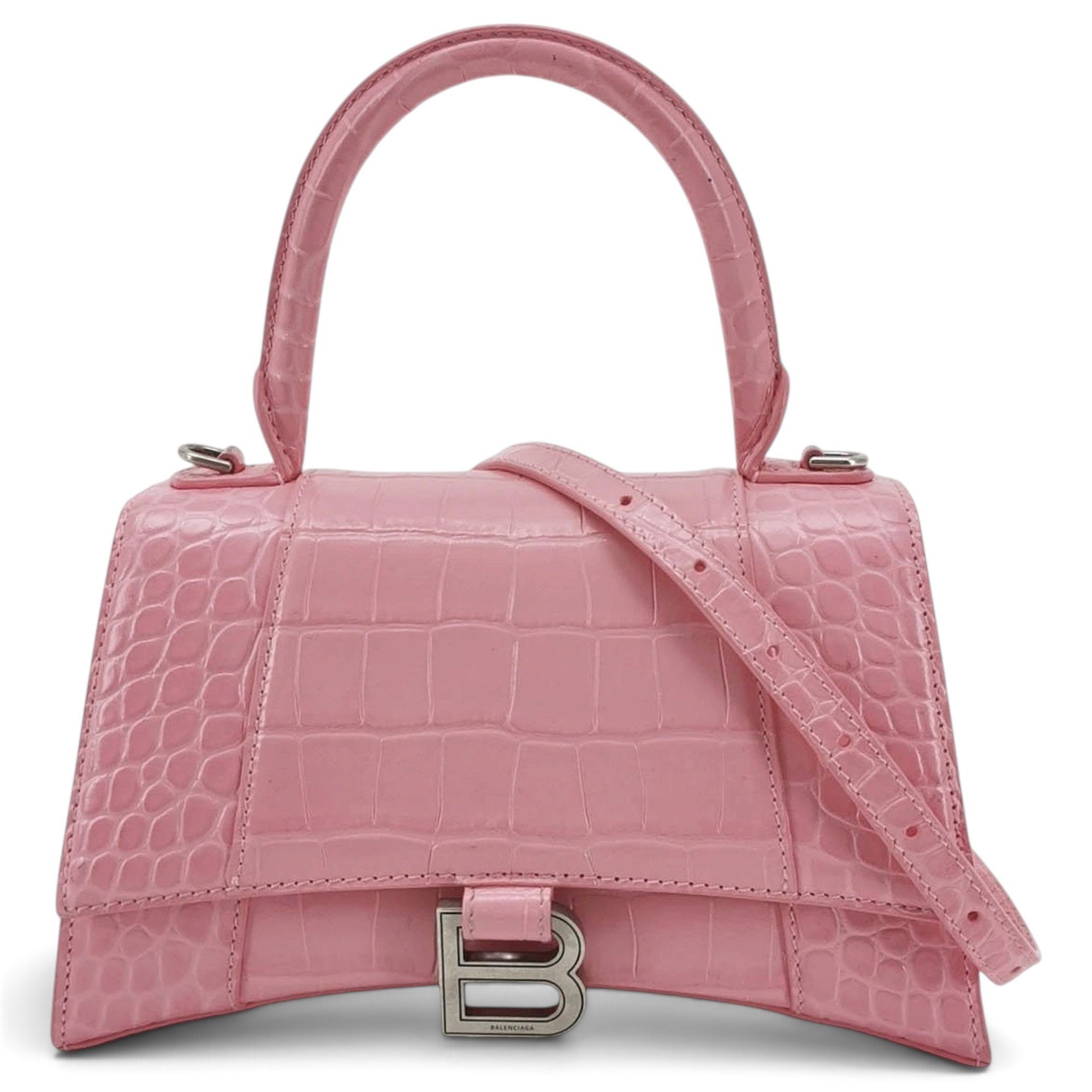 Hourglass leather handbag