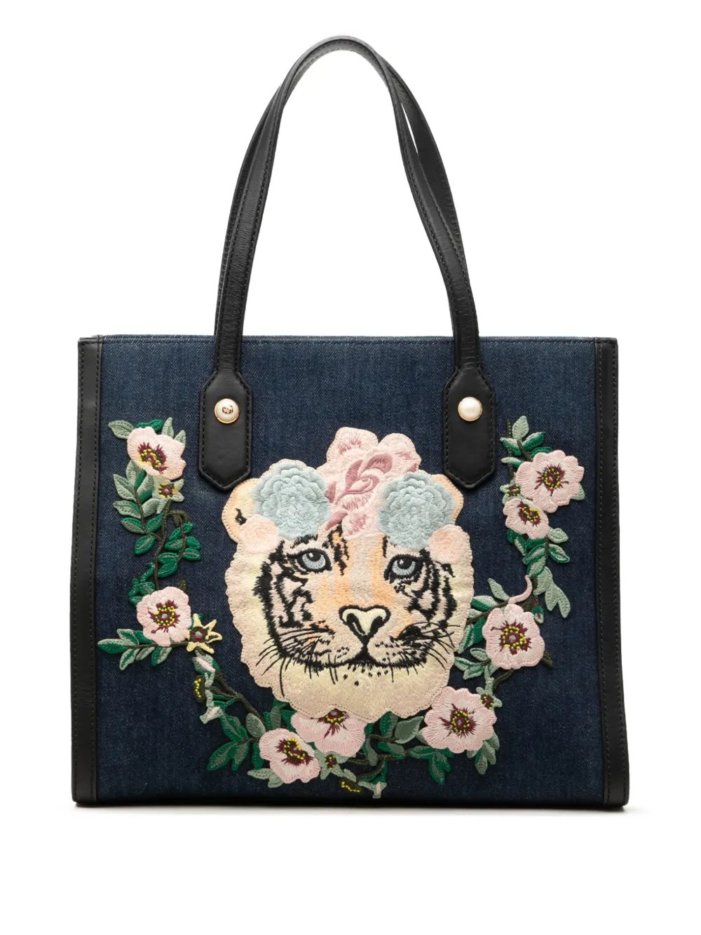 2016-2026 Denim Embroidered Tiger tote bag