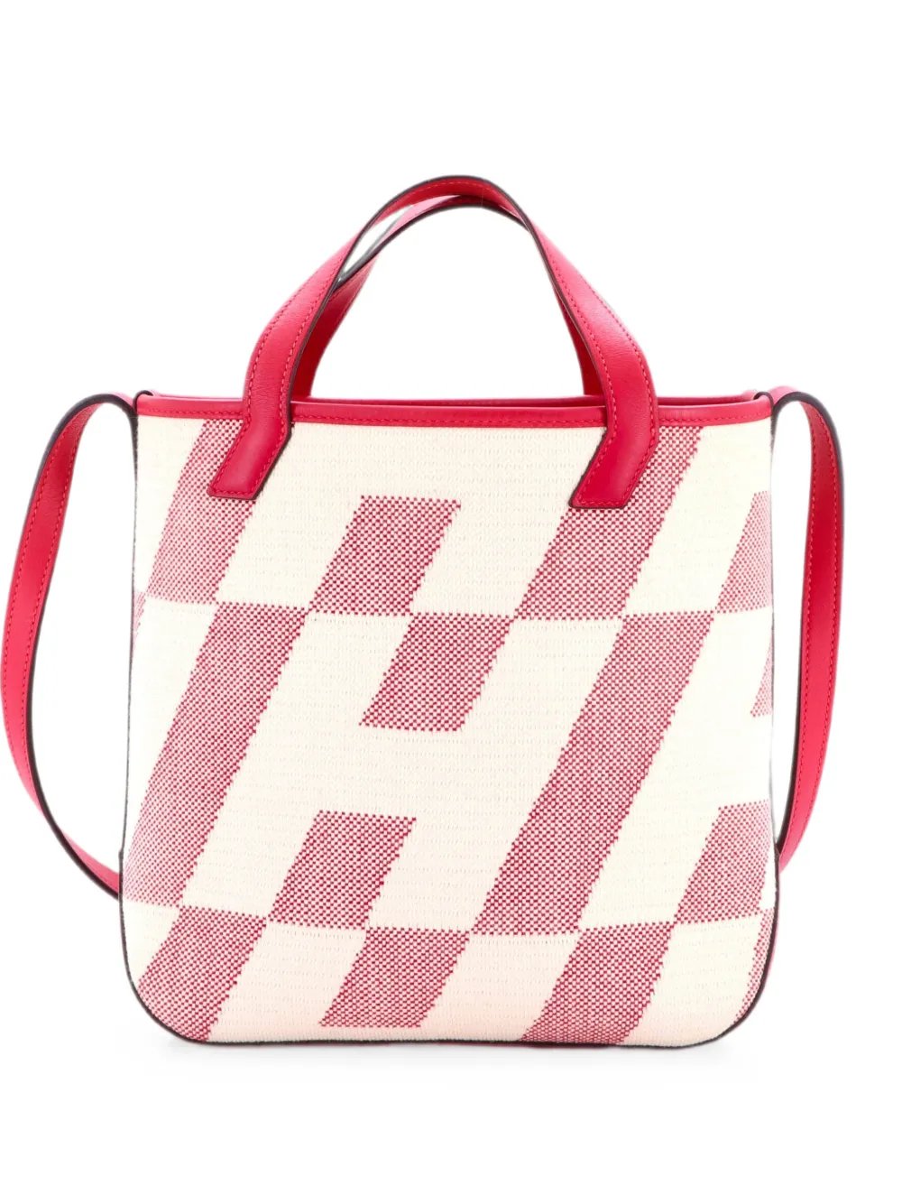 Cabas H en Biais Tote Canvas with Leather 27 shoulder bag