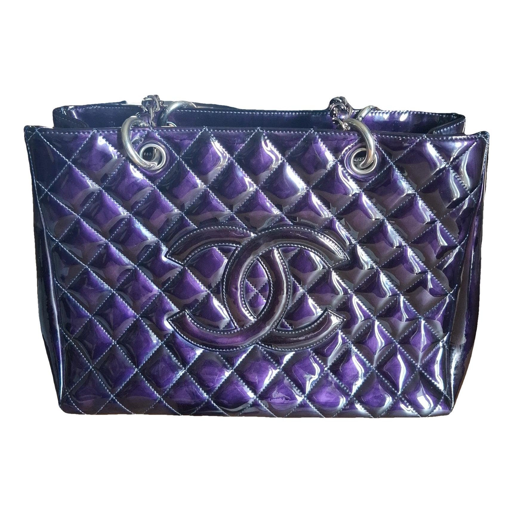 Grand shopping patent leather tote