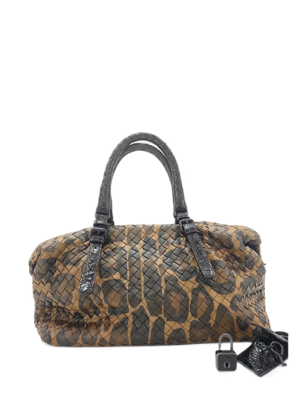 Intrecciato leopard-print handbag