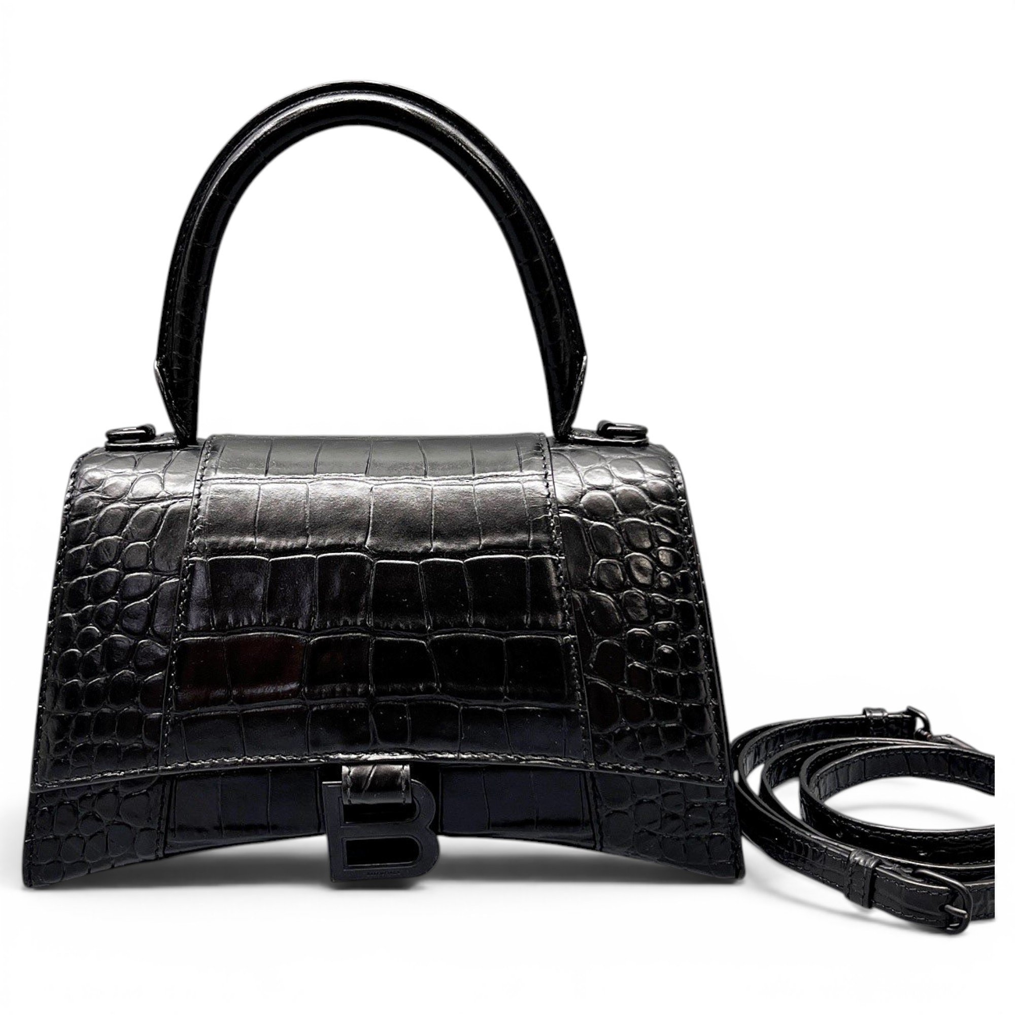 Hourglass leather handbag