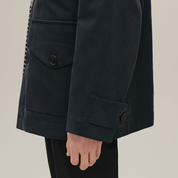 Marine Buttoned Short Parka