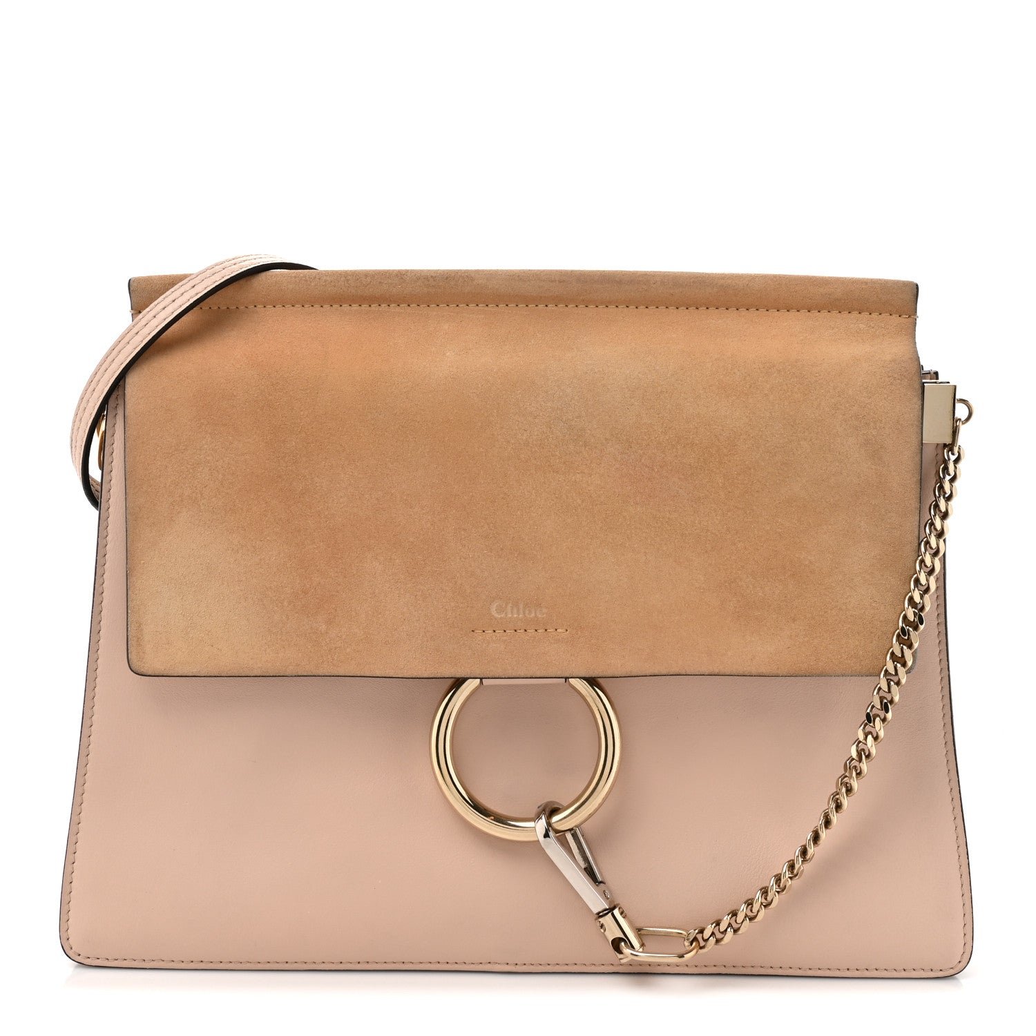 Chloe Calfskin Suede Medium Faye Shoulder Bag  Cement Pink
