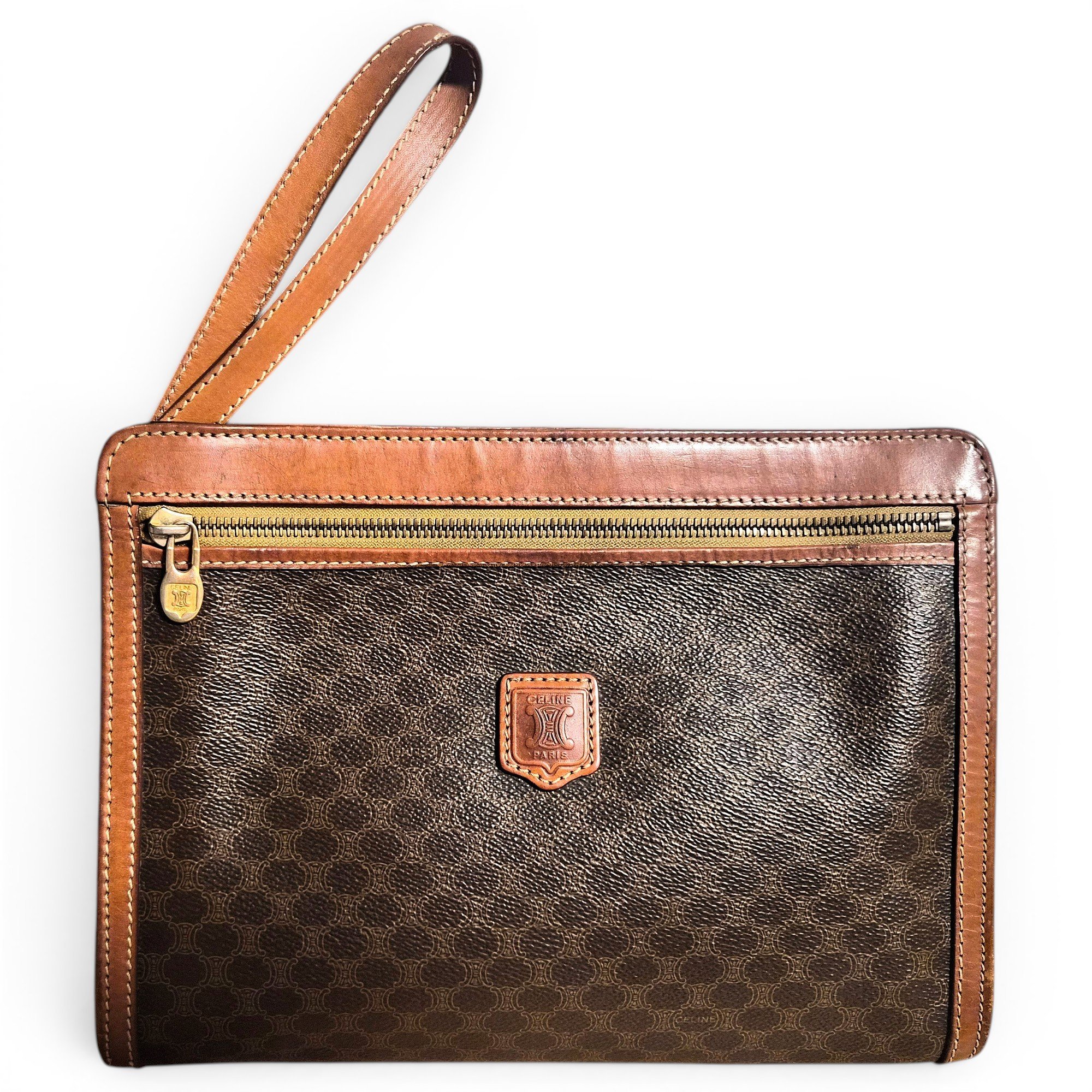 Triomphe Vintage leather clutch bag