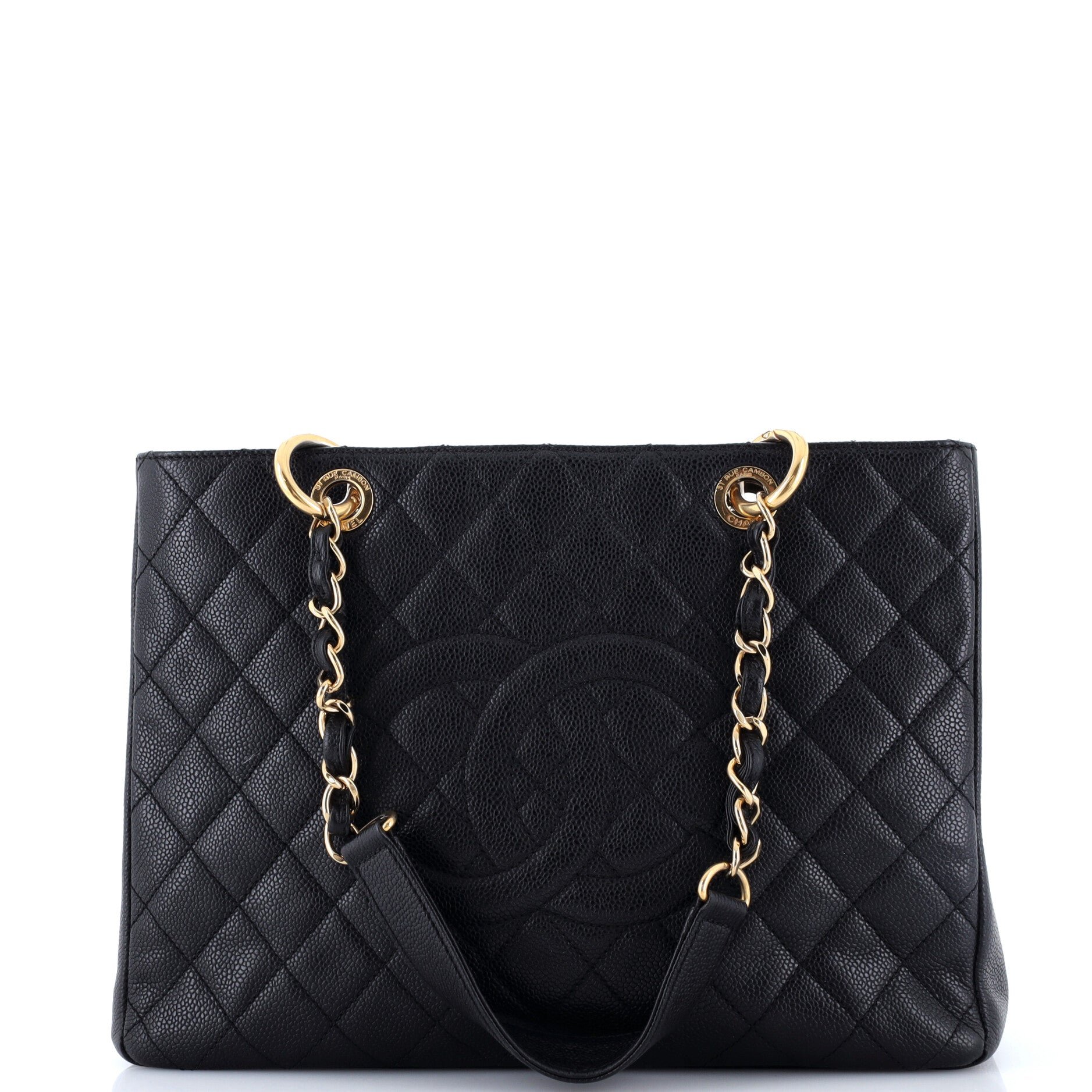 Grand Shopping Tote Quilted Caviar