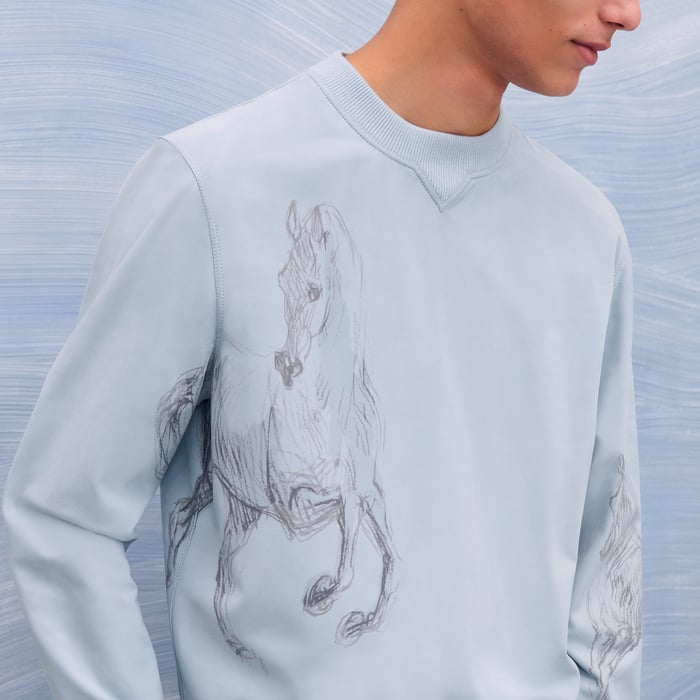 Bleu Glacier "Etude Equestre" Crewneck Sweater