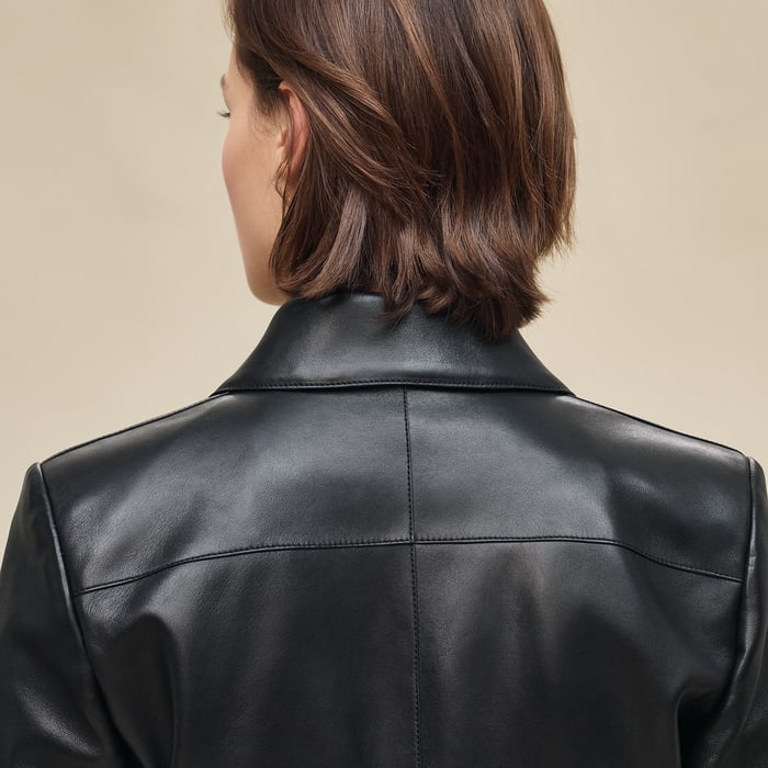 Noir Wrap Leather Suit Jacket