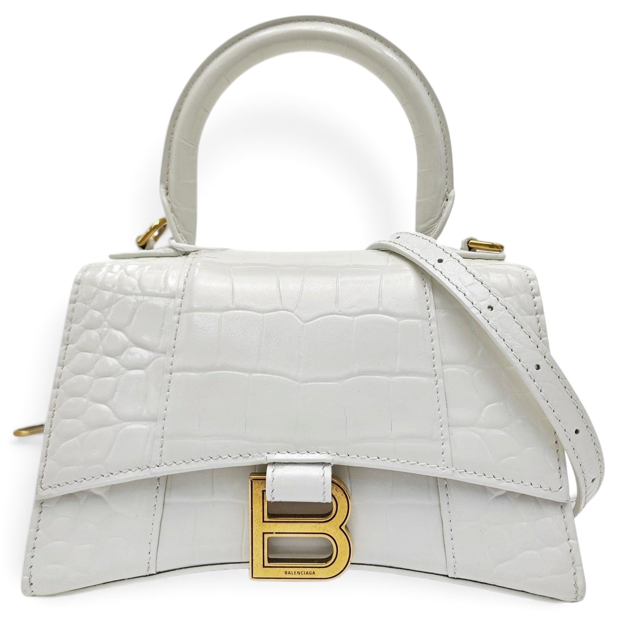 Hourglass leather handbag