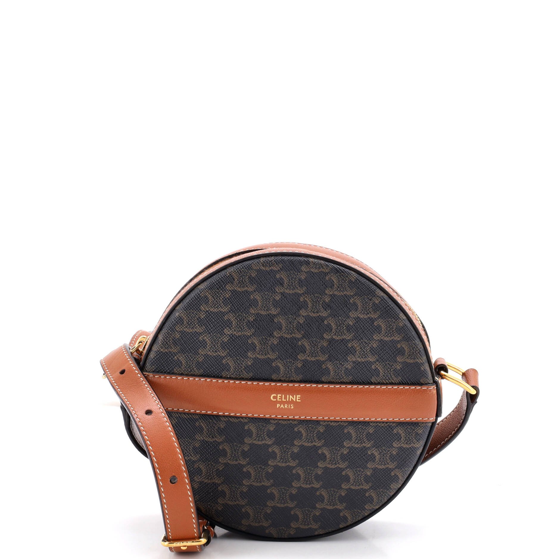 Round Purse on Strap Triomphe Coated Canvas