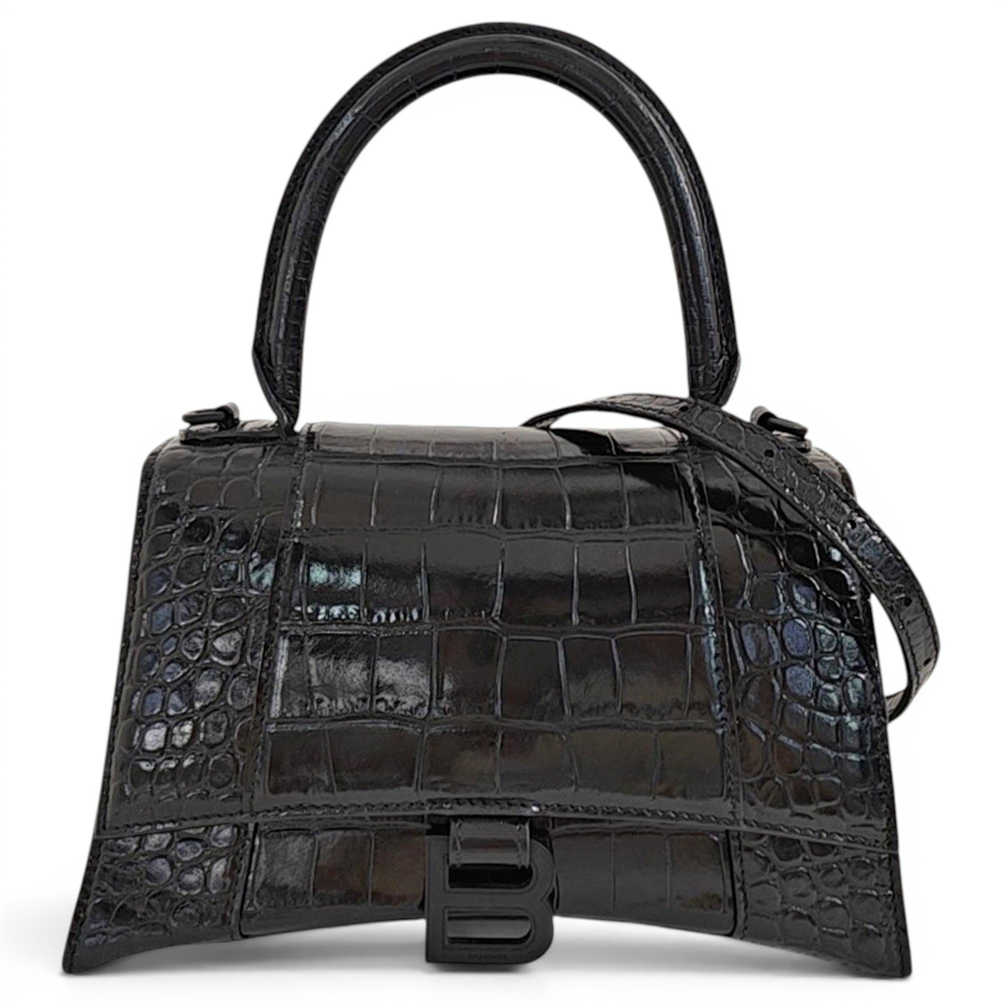 Hourglass leather handbag