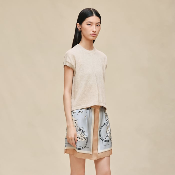 Beige Naturel Short-sleeve Sweater