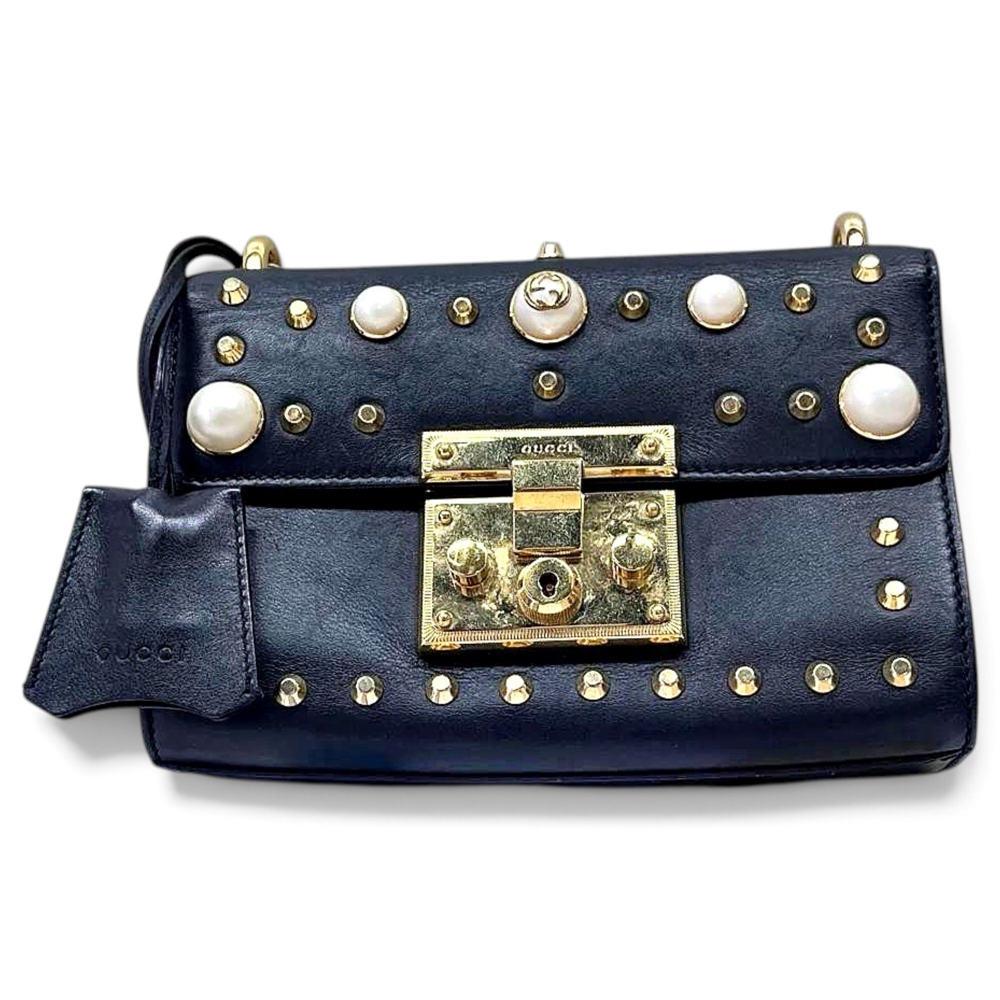 Padlock leather crossbody bag